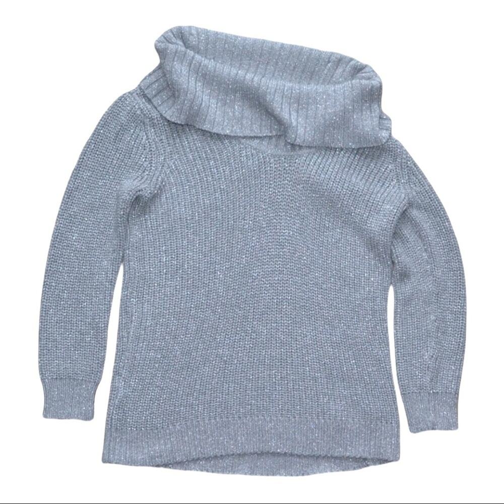 Michael Kors Sweater Silver Sparkle Turtle-Neck Top Size Small (Women's) Glitter